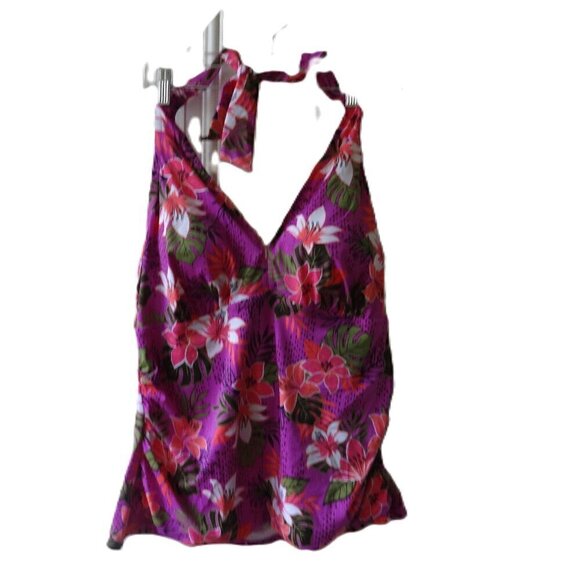 Swimsuits for All tankini top 20 stretch, tie at neck padded cups colorful NWT - Picture 1 of 8